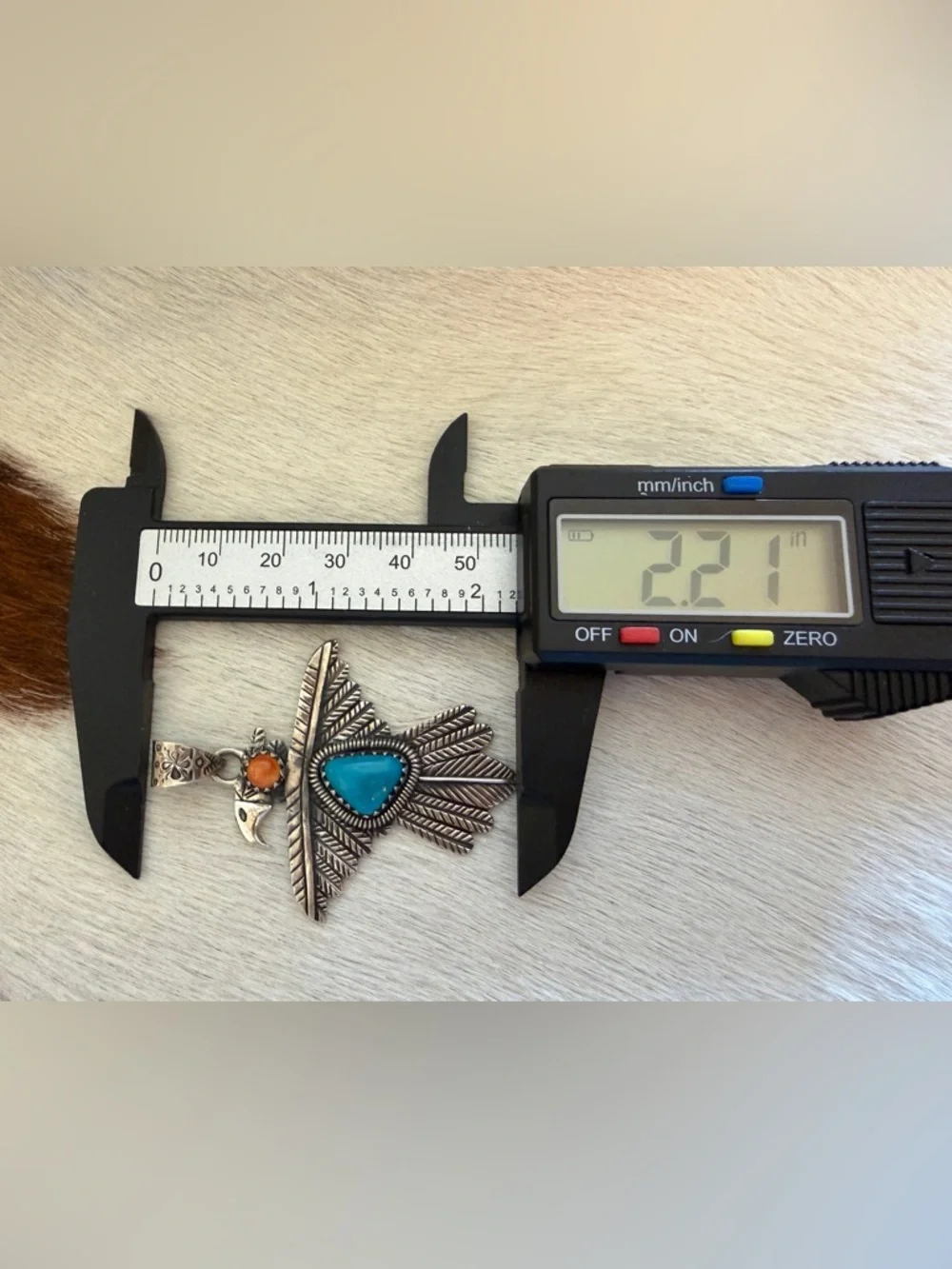❤️ Kingman Turquoise Spiny Oyster Thunderbird Navajo Sterling Statement Pendant